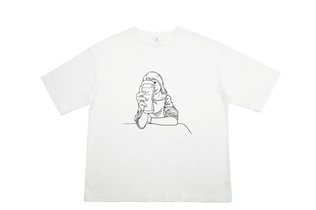 オリジナルブランド 「your scene」 ビールガールイラストTシャツ（ホワイト）