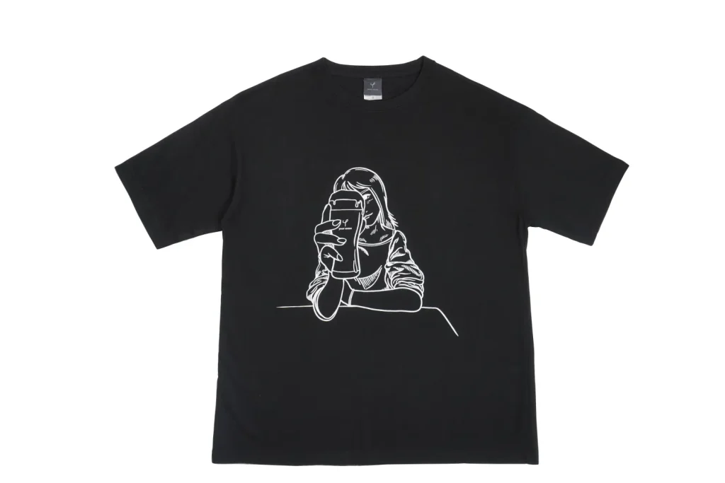 オリジナルブランド 「your scene」 ビールガールイラストTシャツ（ブラック）